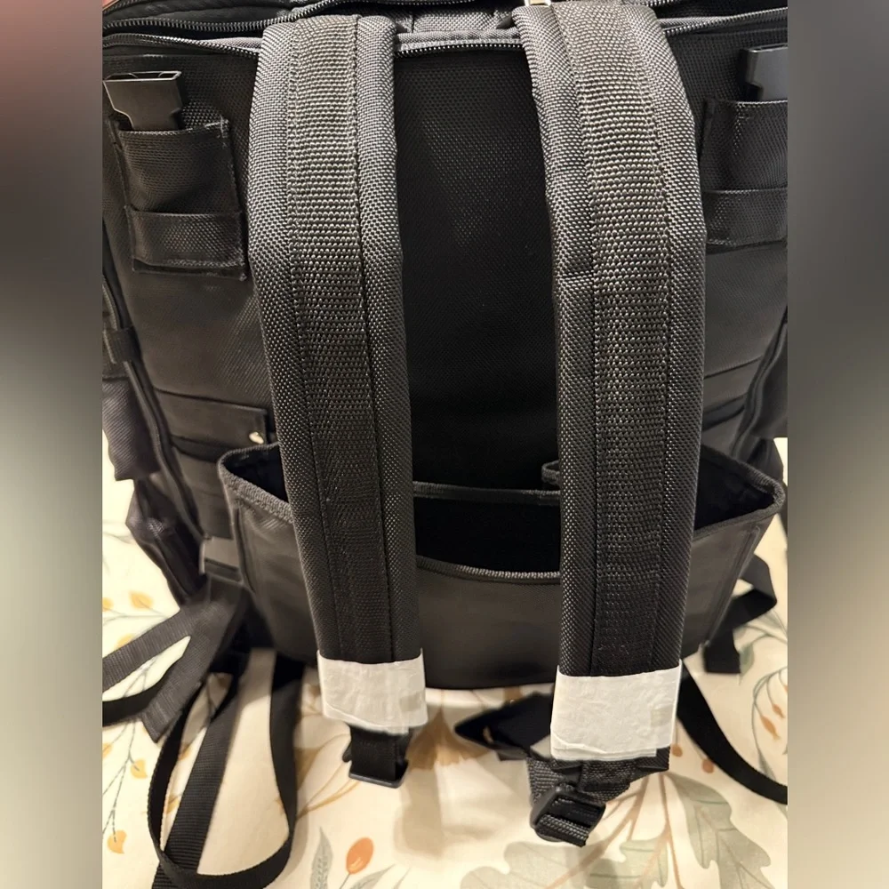T-Bags Black Canvas Moto‎ Backpack